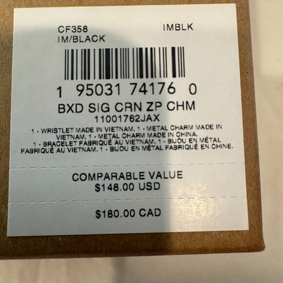 NWT Black Coach Boxed Corner Zip Wristlet In Signature Leather w/ 2 Charms - Picture 6 of 7